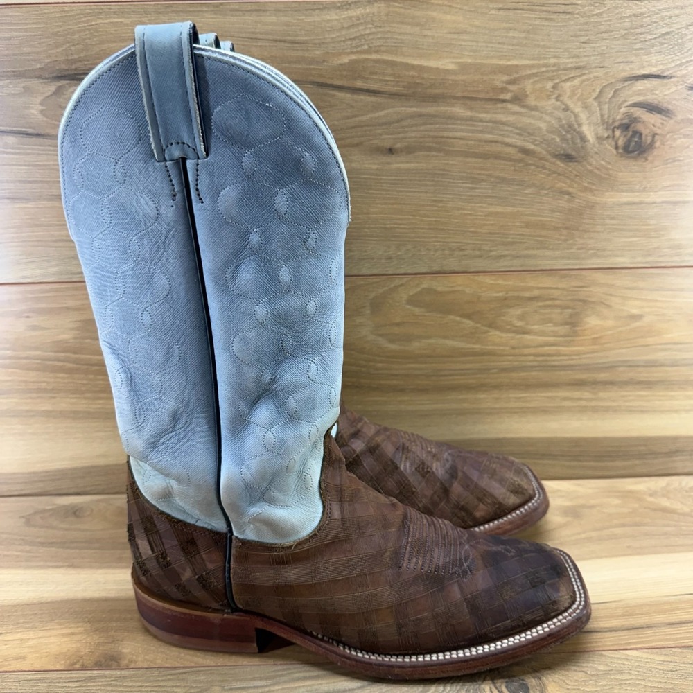 Justin Bent Rail Rail Briar Checkmate Mens Western Boot 9 EE BR411 Square Toe